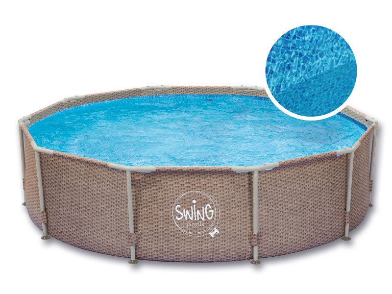 METAL FRAME ROUND POOL - 3.66 x 0.91 m, Wicker design (double rattan)
