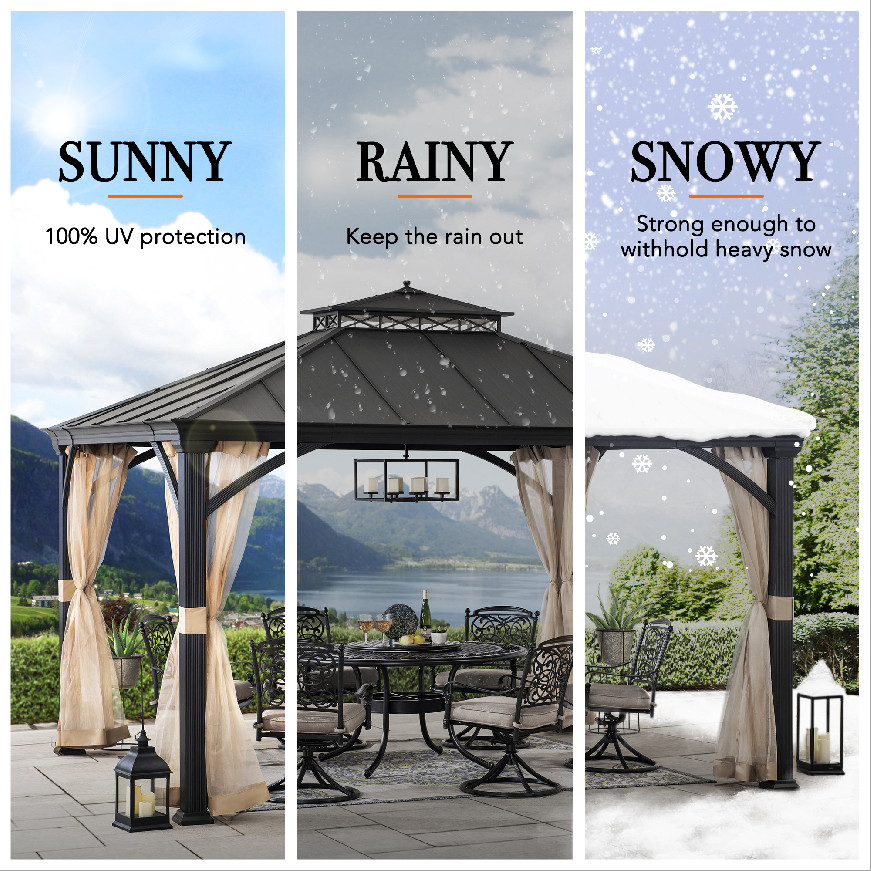 Pasu 300 x 300 cm Anthrazit Roof Steel Hardtop Gazebo