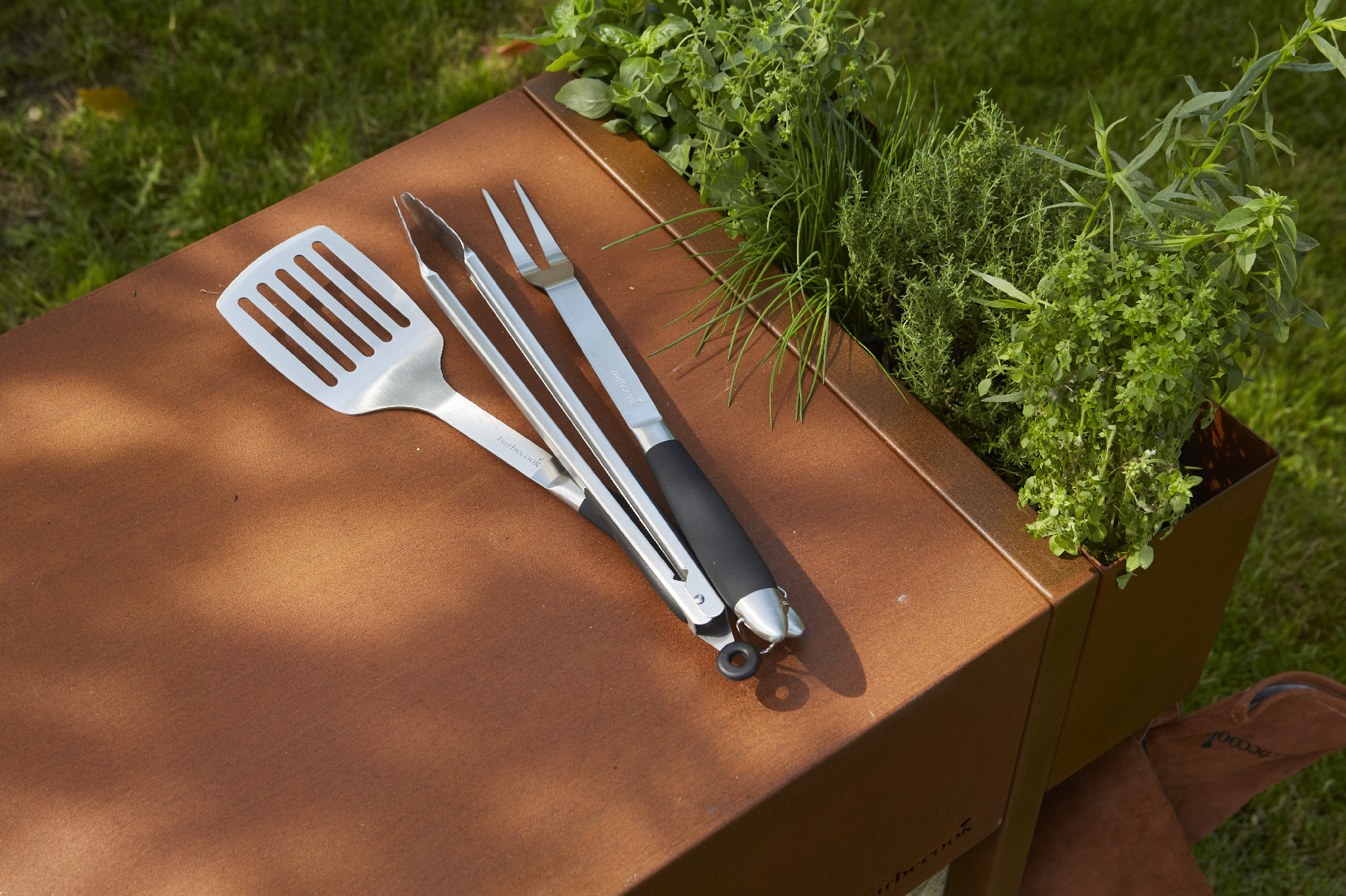 Barbecook schwarz Pepper stainless steel set mit fork, tong und turner, schwarz, 43 cm