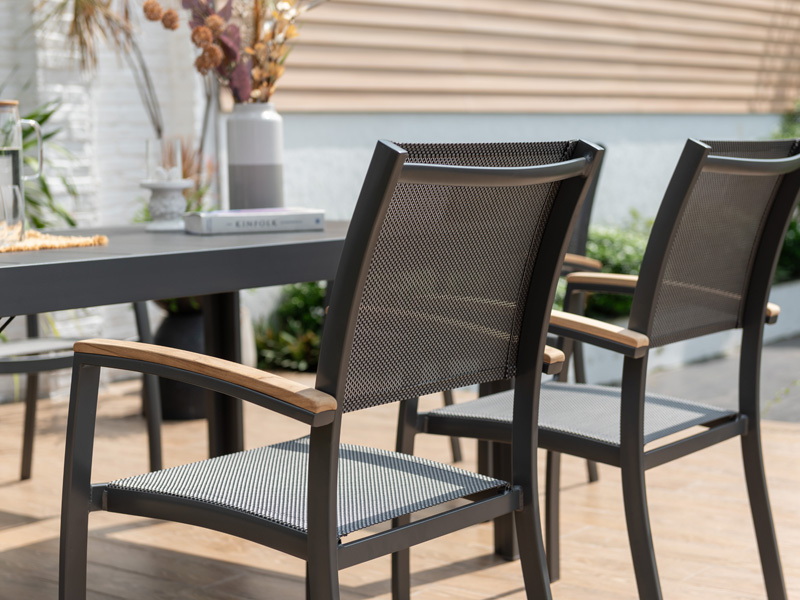 Essence - garden chair - ALU mit teak armrest