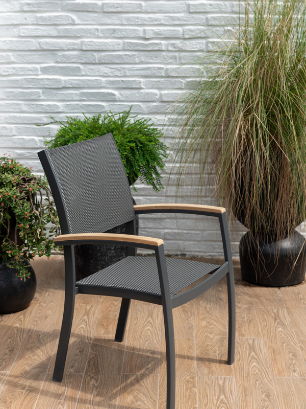 Essence - garden chair - ALU mit teak armrest