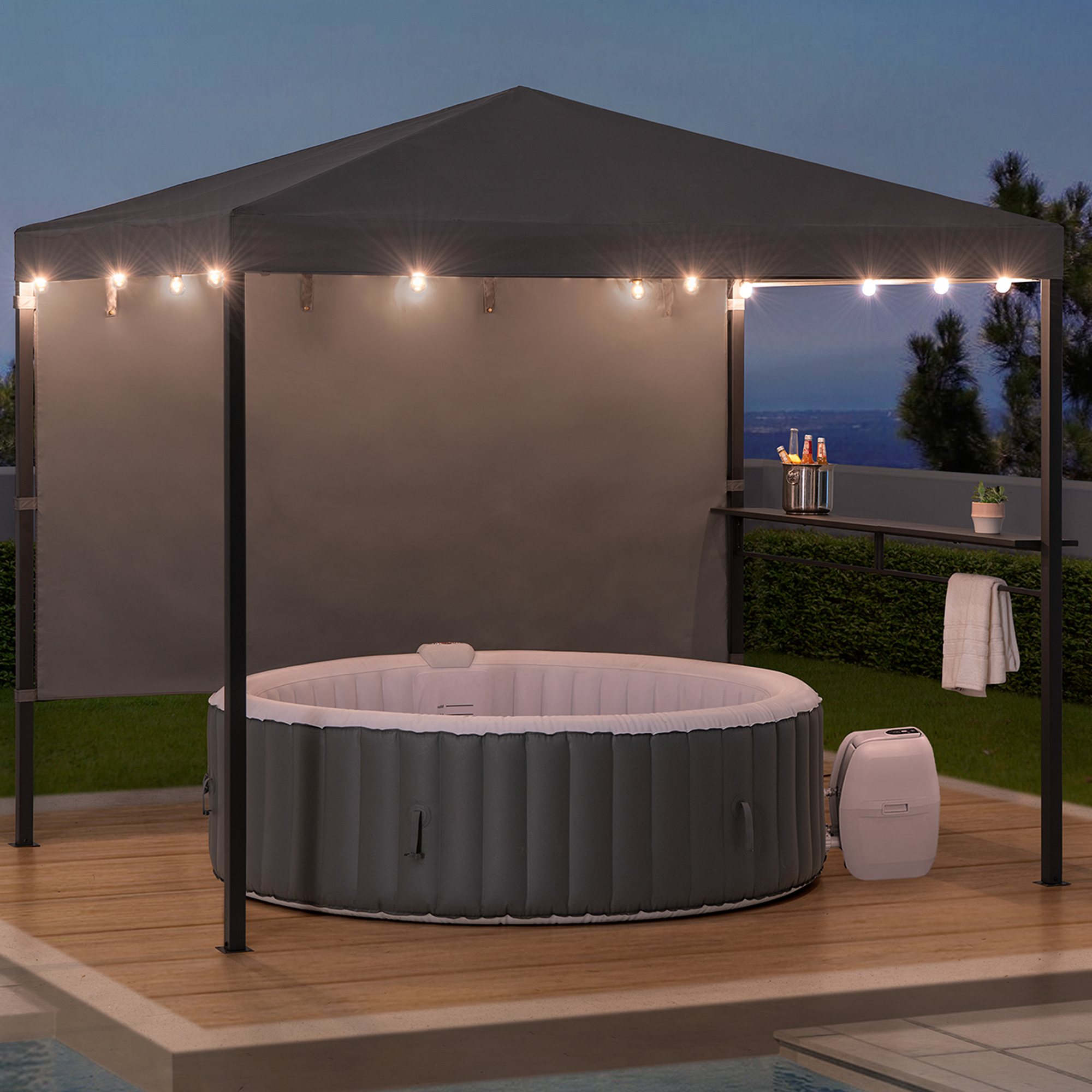 Kabru 220 x 280 cm grau Hot Tub Gazebo