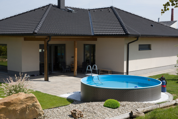 Azuro 3.6 x 1.2m, RATTAN - ohne Leiter und Filter, mit seitlich versetzten Öffnungen