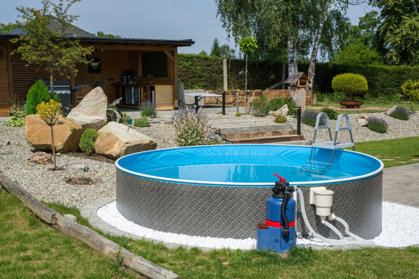 Azuro 3.6 x 1.2m, RATTAN - ohne Leiter und Filter, mit seitlich versetzten Öffnungen