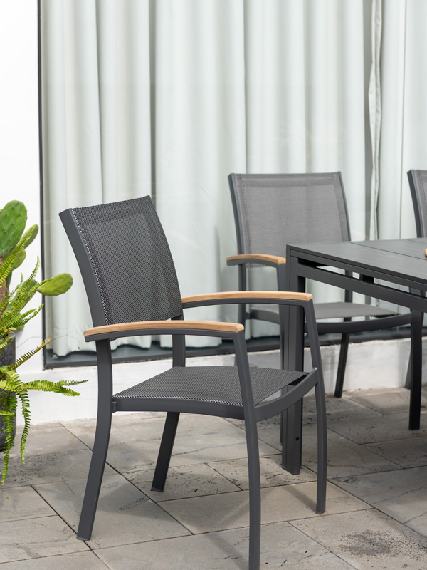 Essence - garden chair - ALU mit teak armrest