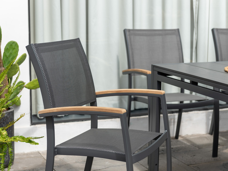 Essence - garden chair - ALU mit teak armrest