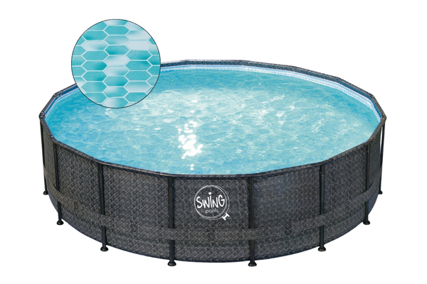 ELITE - Rattan-Rahmenpool - 4.88m x 1.22m, dunkles Rattan