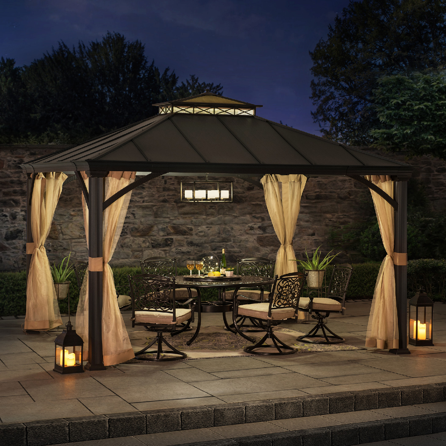 Pasu 300 x 300 cm Anthrazit Roof Steel Hardtop Gazebo
