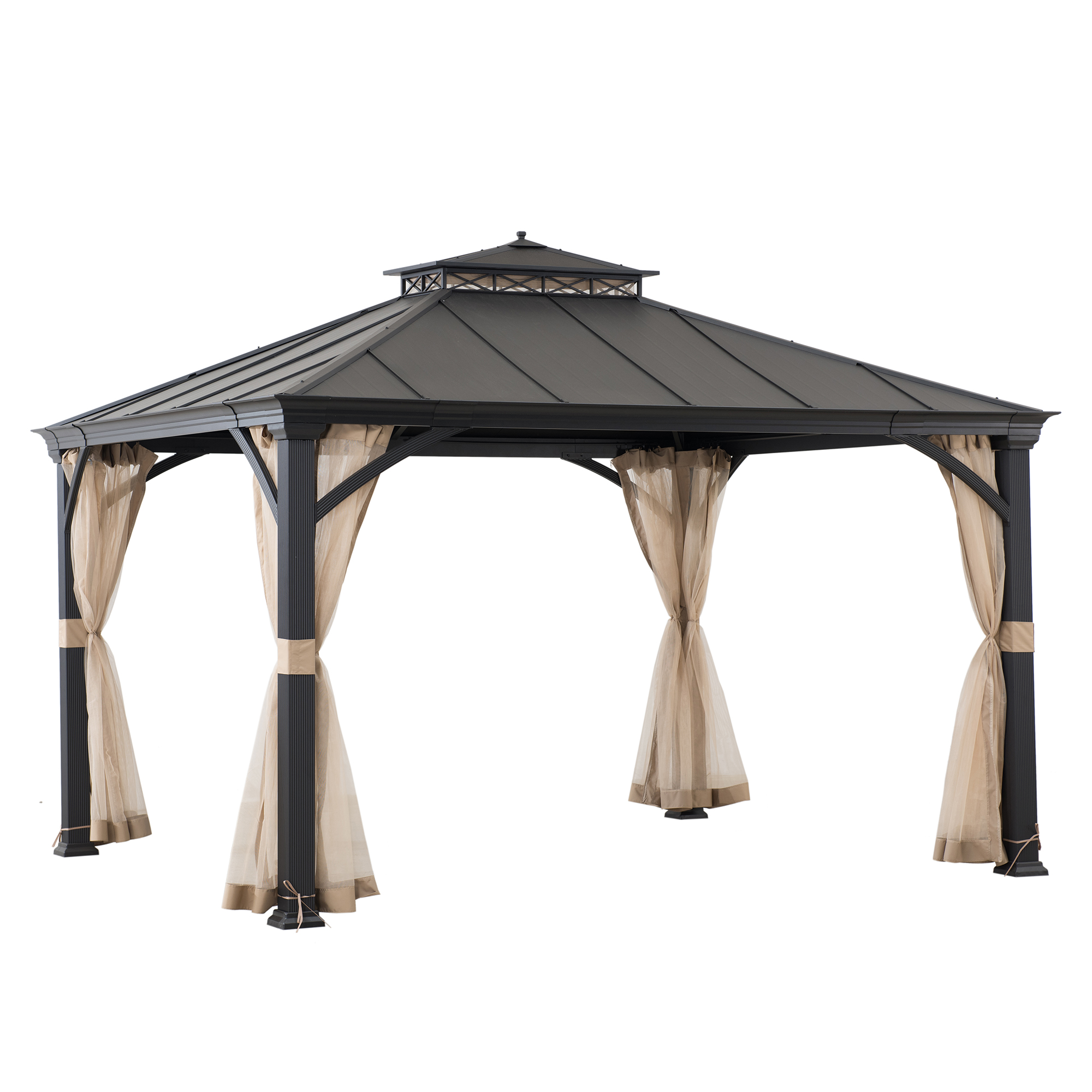 Pasu 300 x 300 cm Anthrazit Roof Steel Hardtop Gazebo