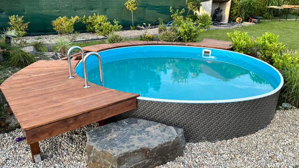 Azuro 4.6 x 1,2 m, RATTAN - ohne Leiter und Filter, mit seitlich versetzten Öffnungen