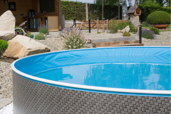 Azuro 3.6 x 1.2m, RATTAN - ohne Leiter und Filter, mit seitlich versetzten Öffnungen