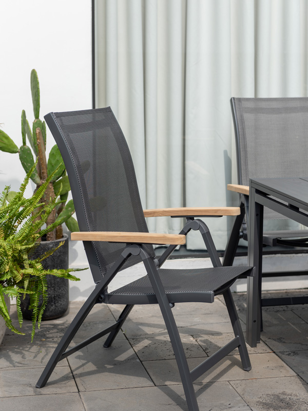 Essence - Folding armchair - ALU mit teak armrest