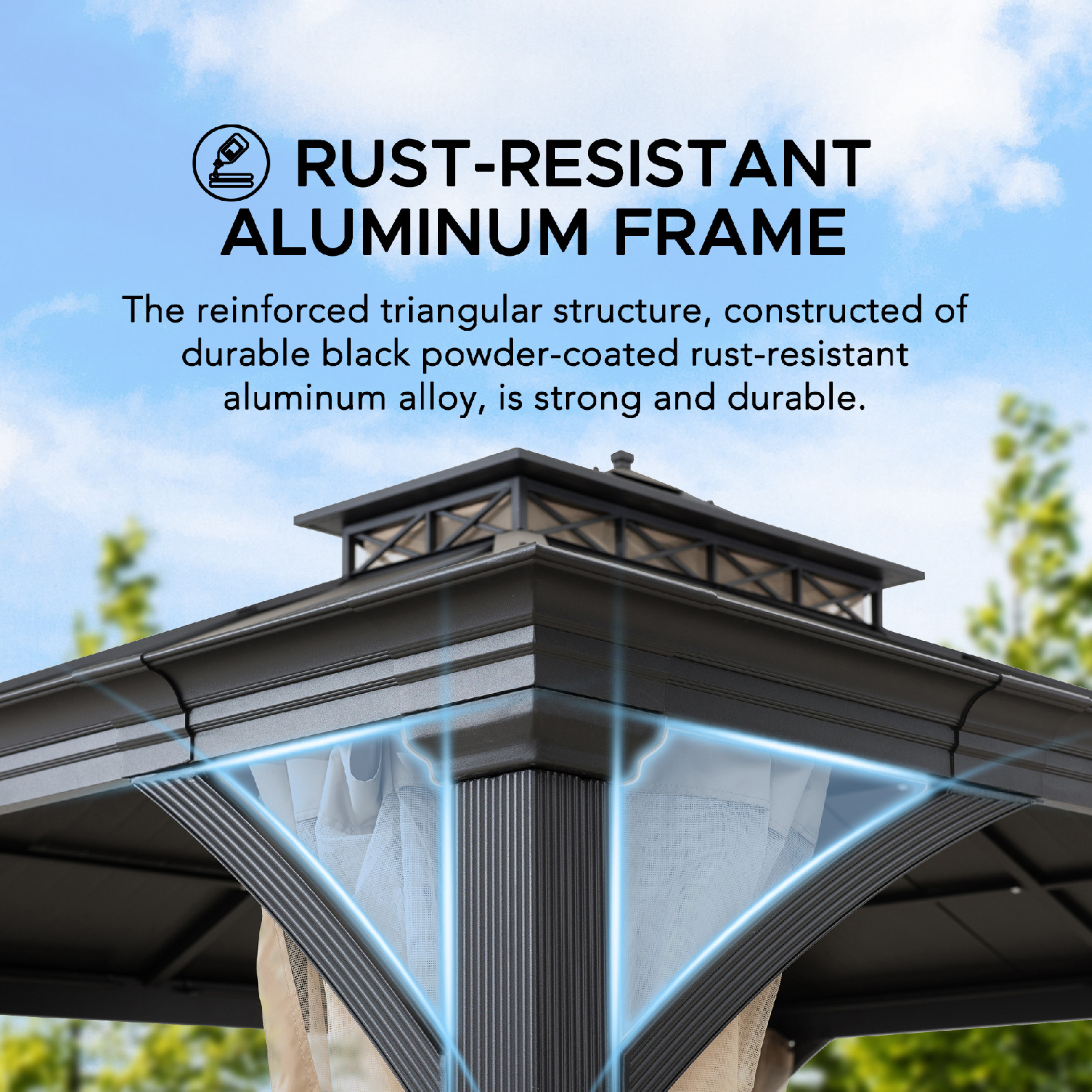 Pasu 300 x 300 cm Anthrazit Roof Steel Hardtop Gazebo