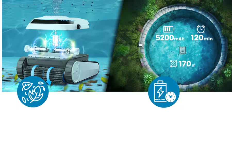RobotVac Fraser Akku automatic robotic pool vacuum