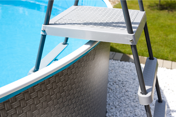 Azuro De Luxe Edelstahlleiter 3-steps - ANTHRACITE- für Pools bis 1,20m Höhe