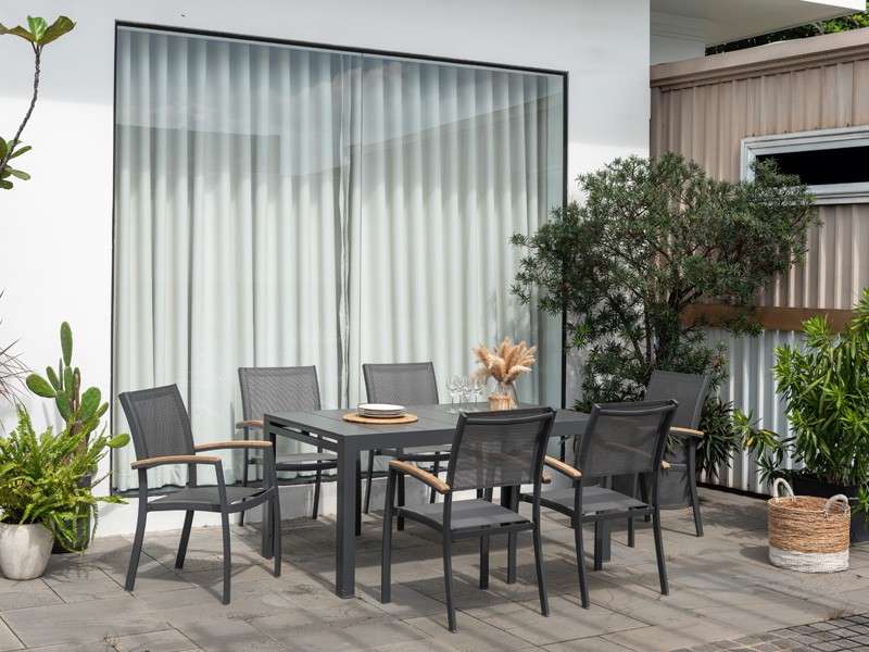 Essence - garden chair - ALU mit teak armrest