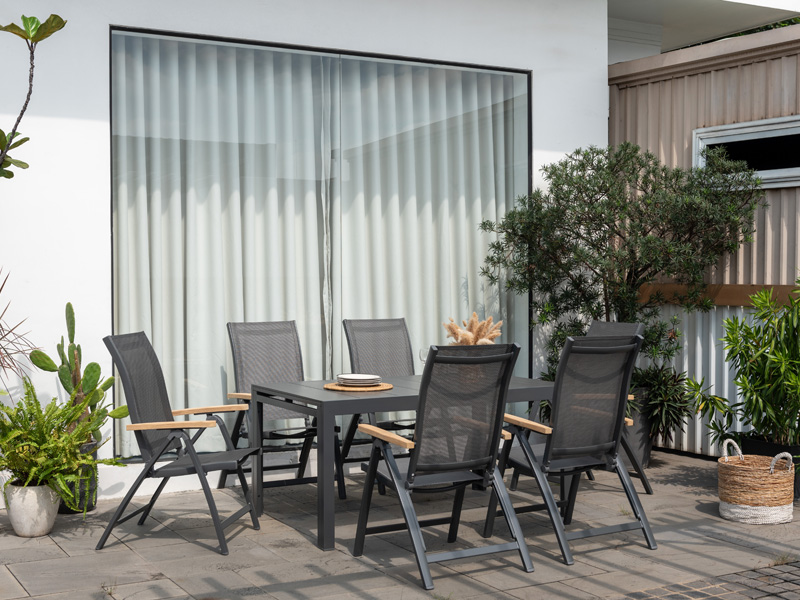 Essence - Folding armchair - ALU mit teak armrest