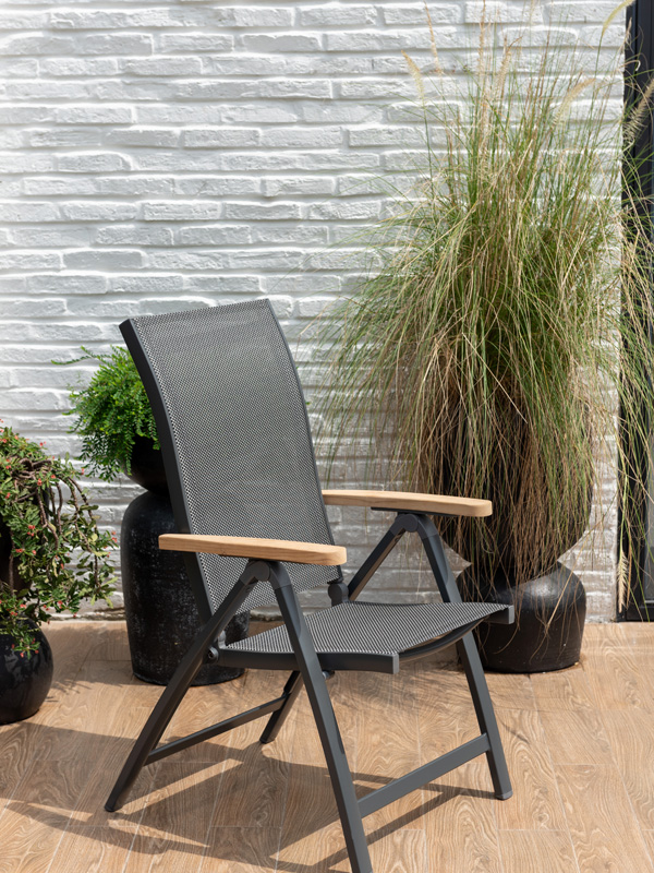 Essence - Folding armchair - ALU mit teak armrest