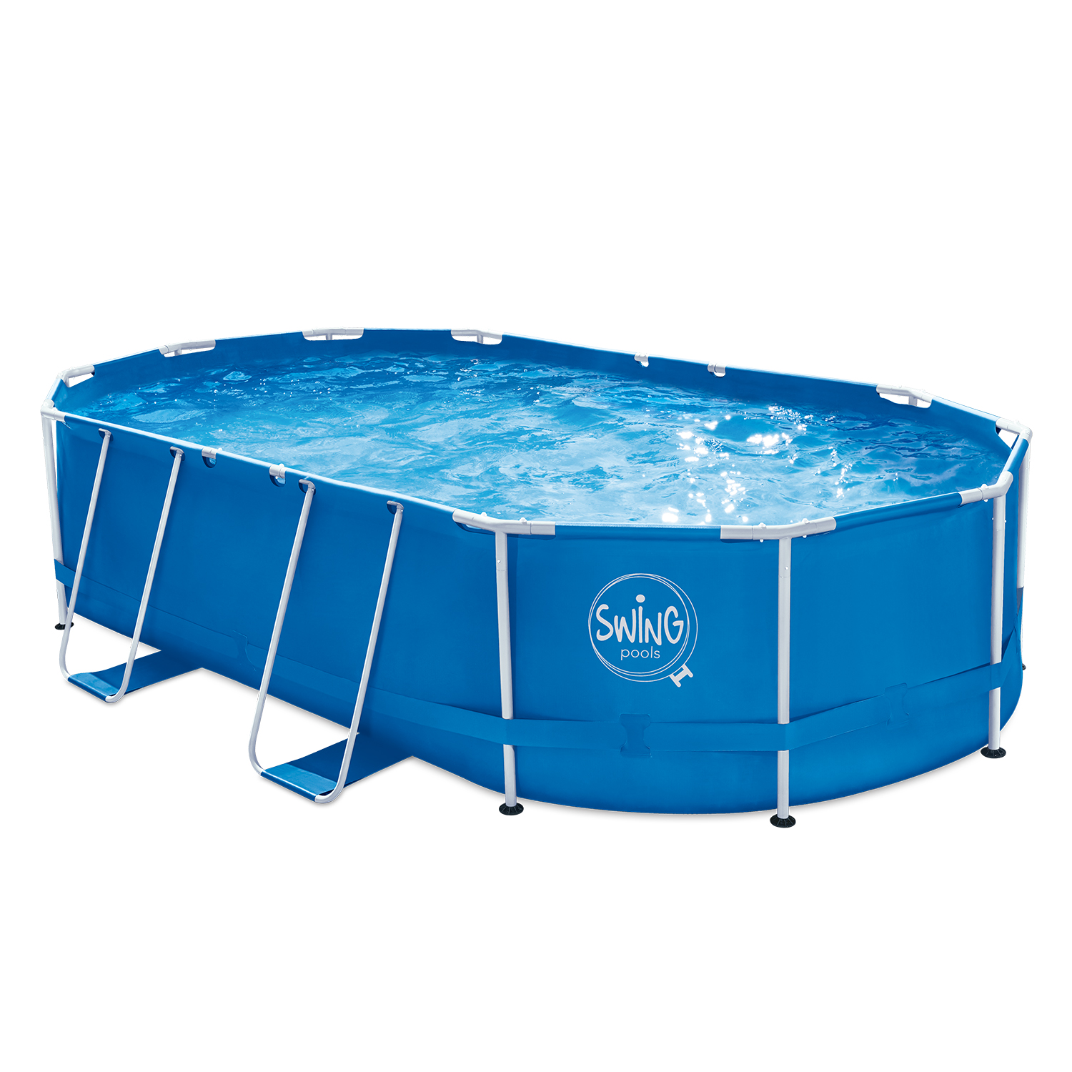 ELITE METAL FRAME OVAL POOL - 6.10 x 3.66 x 1.22 m, with filter pump 12V - 5.7 m3,folding step, cover and ground cloth