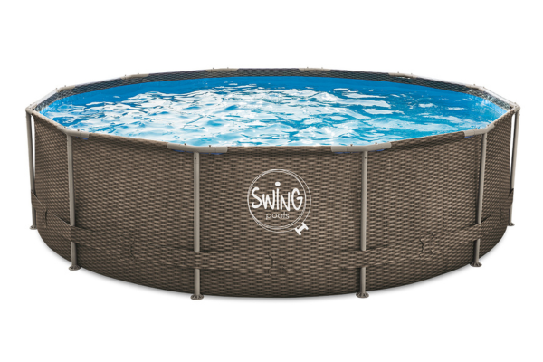 Runder Metallrahmen-Pool - 3.66 x 0.91 m, Wicker design (double rattan)