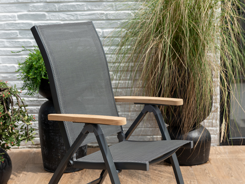 Essence - Folding armchair - ALU mit teak armrest