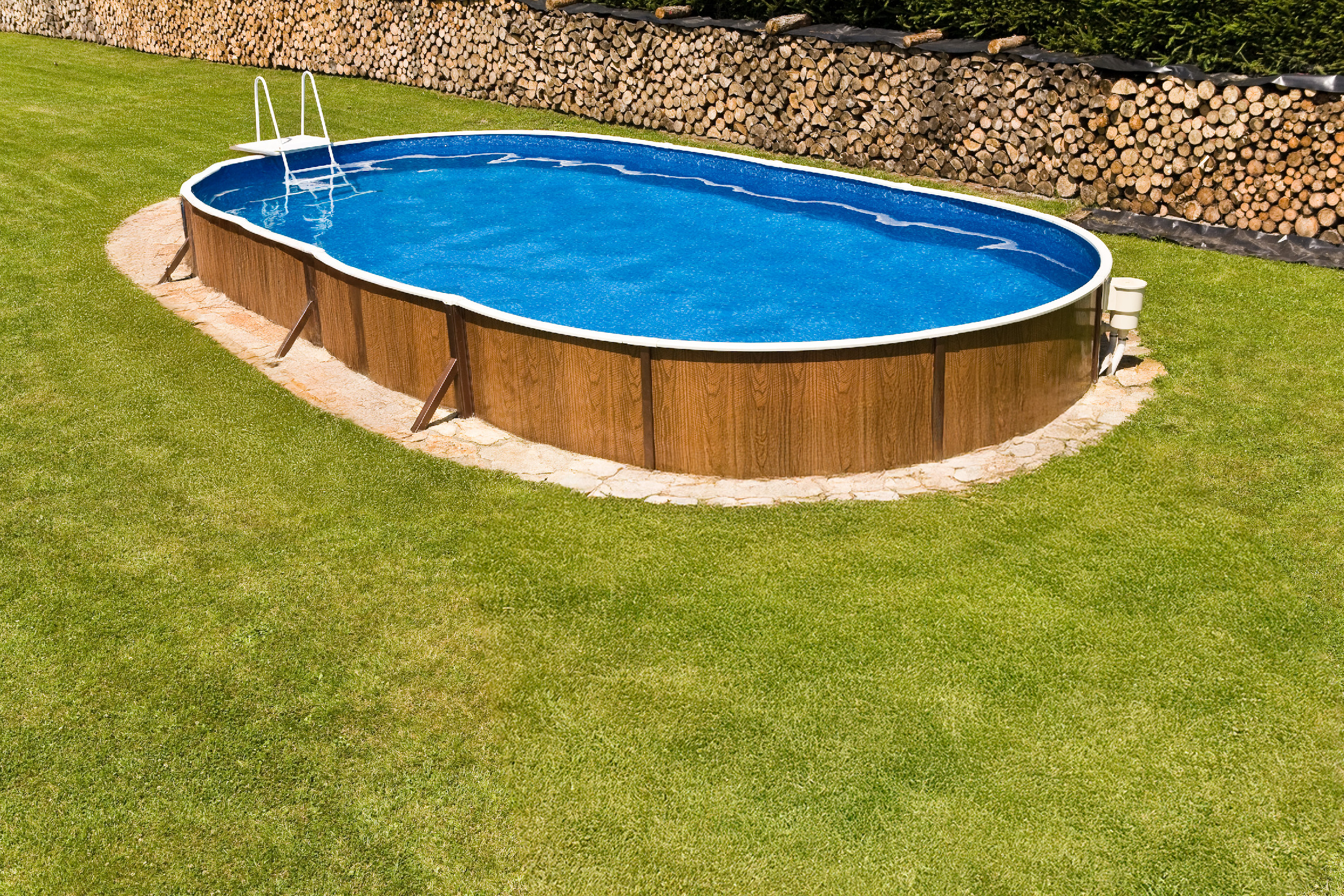 Azuro VAR 407 DL - 9.1 x 4.6 x 1.2m, WOOD - ohne Innenfolie, Leiter und Filter, cutouts - Skimmer + Inlet, in 4 boxes