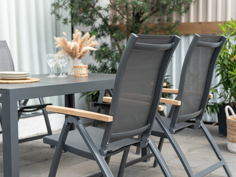 Essence - Folding armchair - ALU mit teak armrest