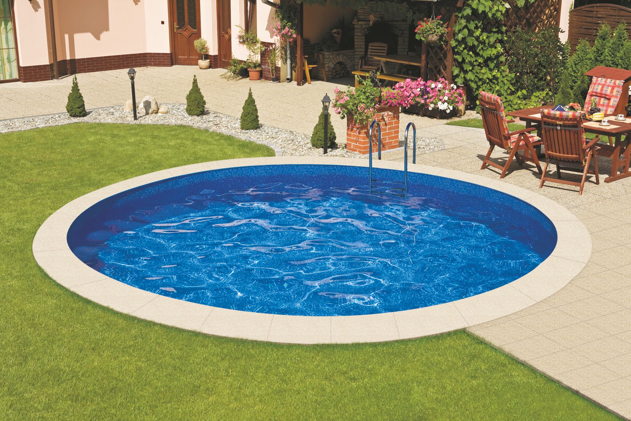 Ibiza rund - 3.60 x 1.20 m - weiße Wandstärke 0.6 mm, mit Öffnungen für Skimmer und Einlaufdüse, untere Schienen, ohne obere Schienen P1/P3