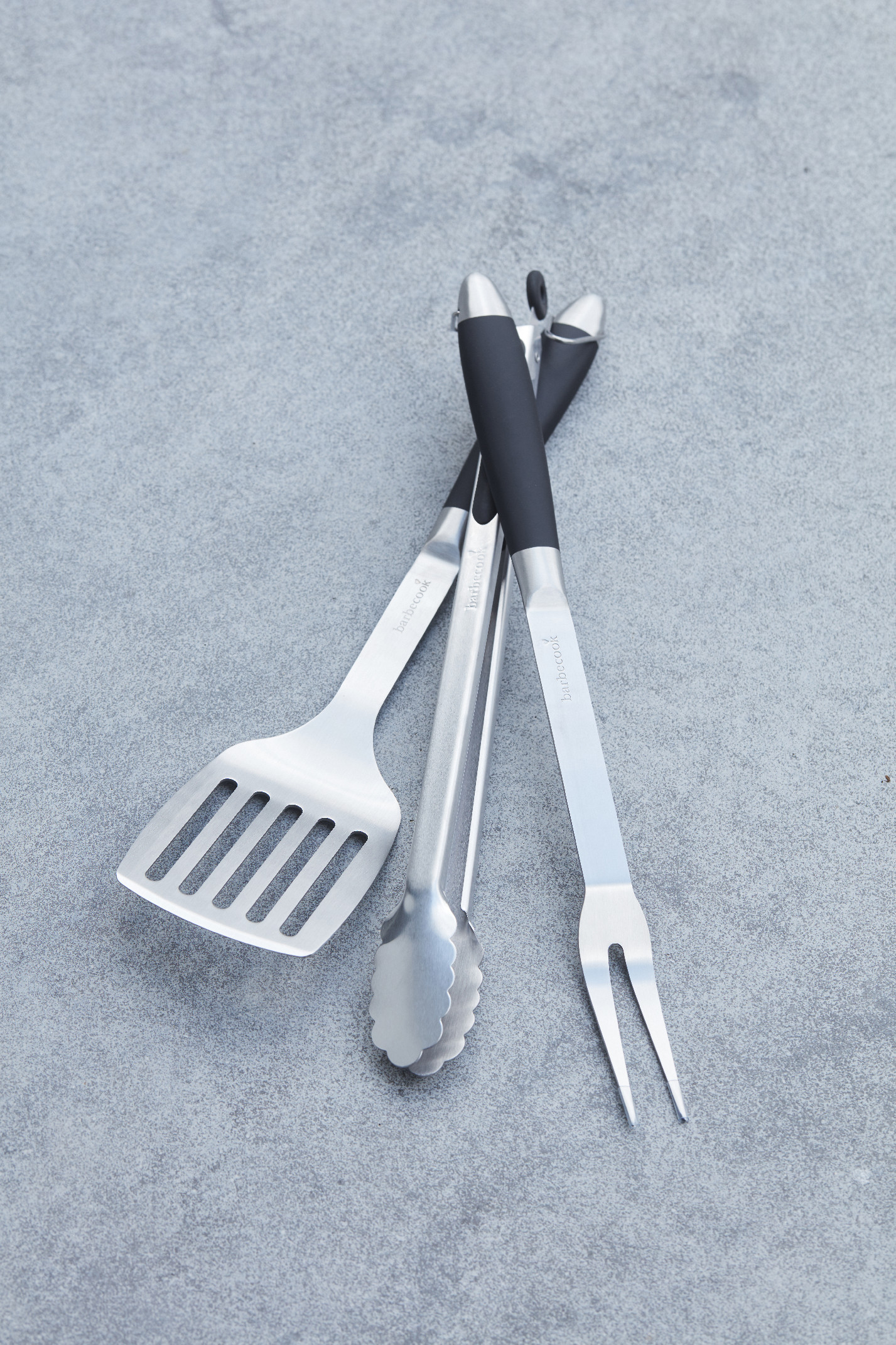 Barbecook schwarz Pepper stainless steel set mit fork, tong und turner, schwarz, 43 cm