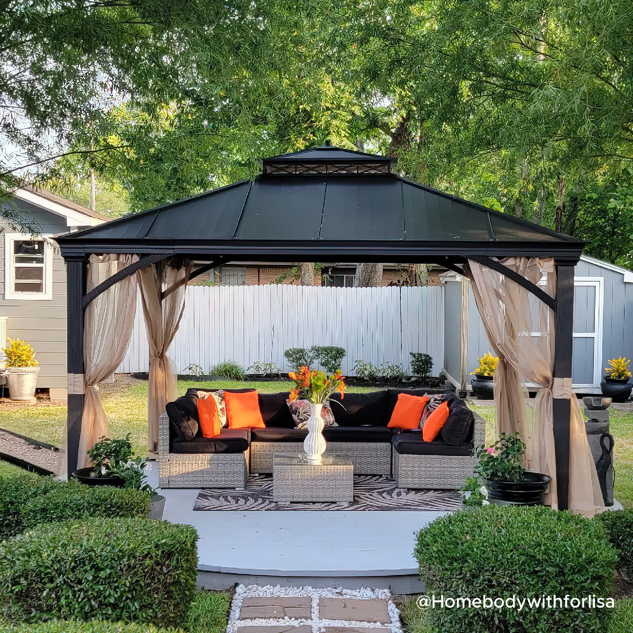 Pasu 300 x 300 cm Anthrazit Roof Steel Hardtop Gazebo
