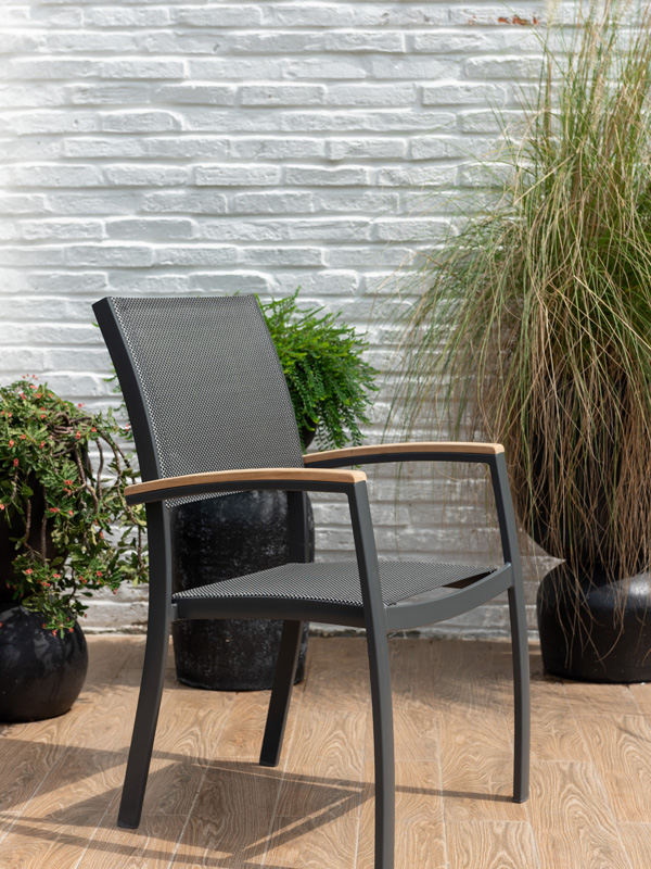 Essence - garden chair - ALU mit teak armrest