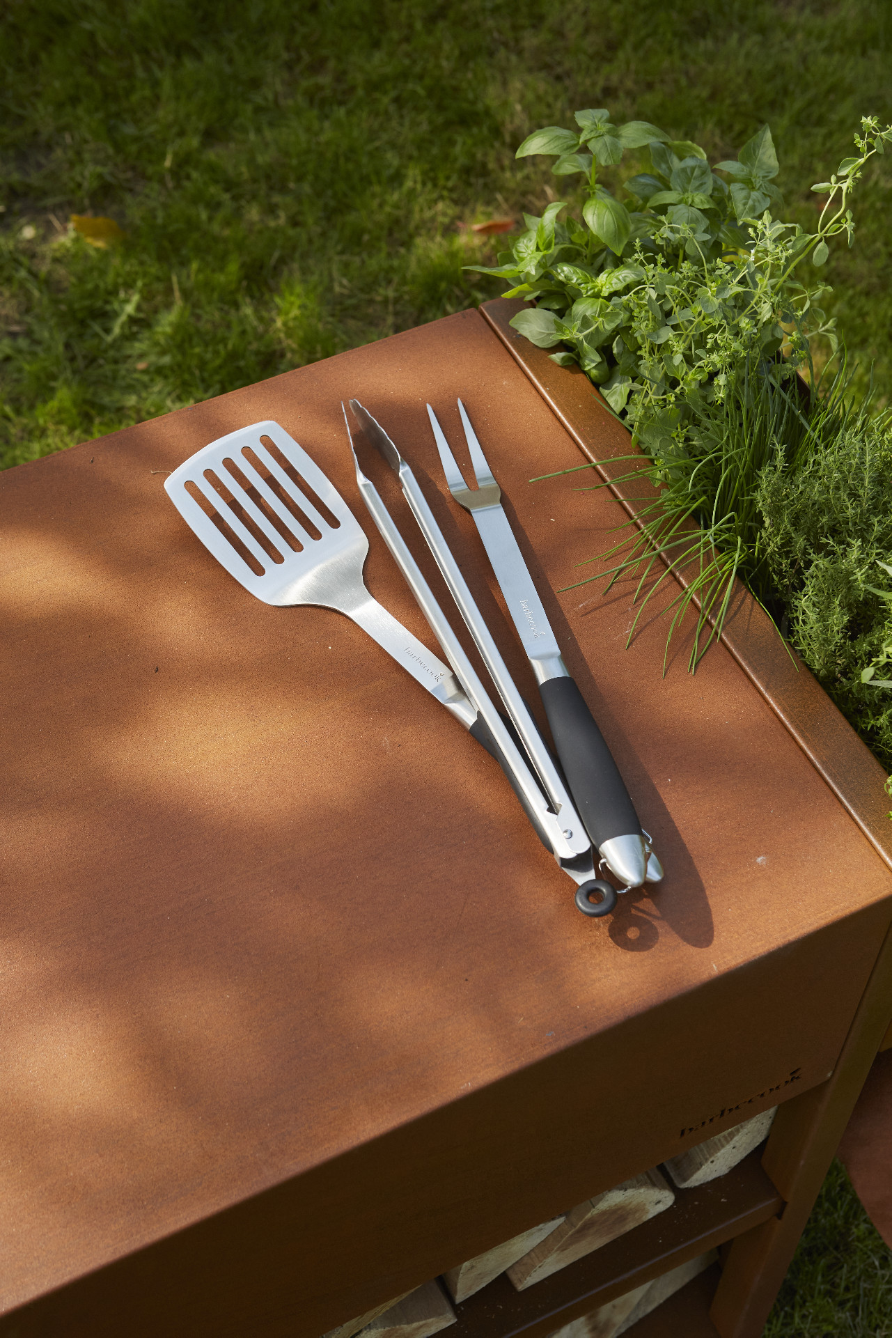 Barbecook schwarz Pepper stainless steel set mit fork, tong und turner, schwarz, 43 cm