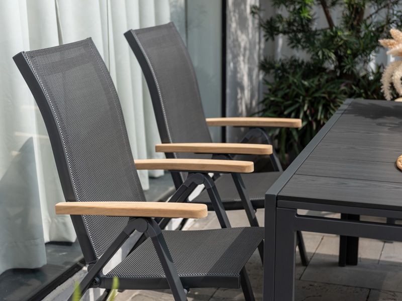 Essence - Folding armchair - ALU mit teak armrest