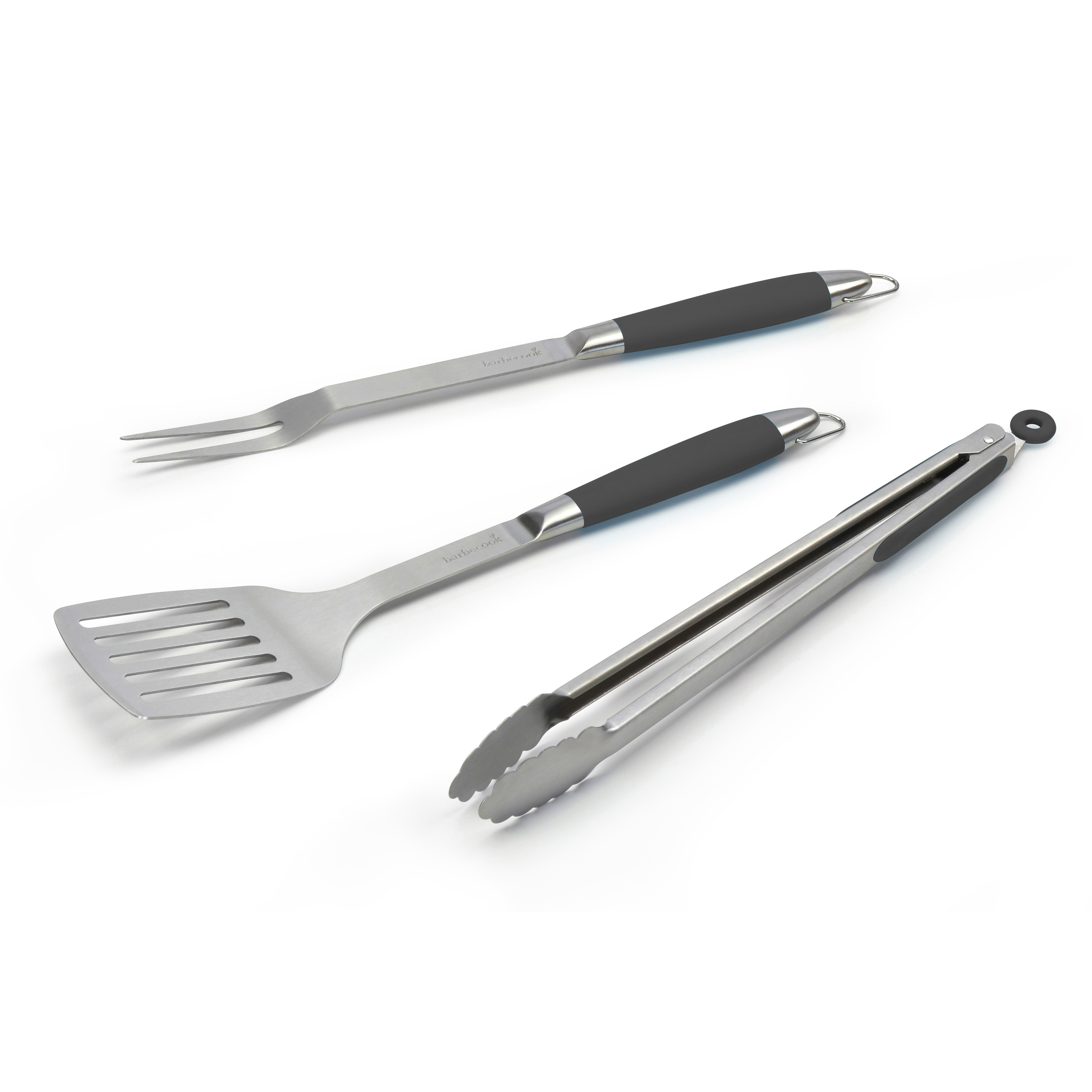 Barbecook schwarz Pepper stainless steel set mit fork, tong und turner, schwarz, 43 cm