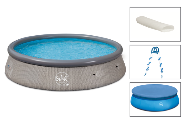 Pool-Komplettset - Schnellaufbaupool Rattan - 3.66 m x 91 cm
